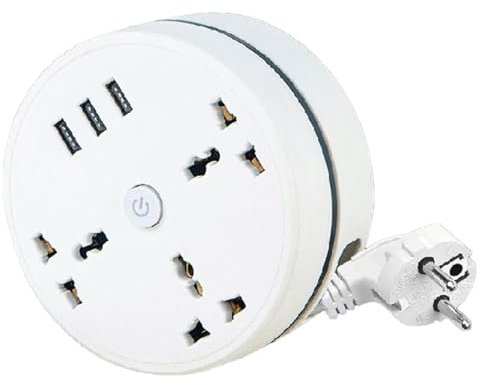 Adaptateur Prise Universelle De Voyage,Chargement De Bureau Portable À 3 Ports USB, Adaptateur De Voyage Universel, Adaptateur Voyage, Rallonge Rétractable De 5,9 Pieds