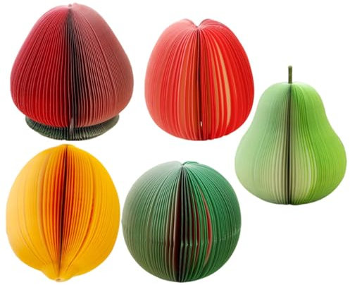 SEWACC Notizblöcke Klein Süß 5 Stück 3D-Notizblöcke In Fruchtform Tragbare Notizblöcke Lustige Bürobedarf Wassermelone Apfel Erdbeere Zitrone Birnen-Design