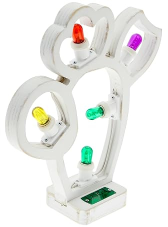 Luminarie Pugliesi Lampada in Legno, Decorazioni d'Arredo, Insegne Luminose a Led (Cactus)