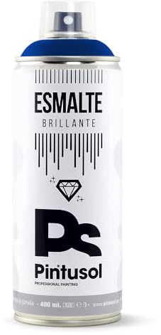 PINTUSOL Bombe Peinture Émail Brillante Bleu Outremer RAL5002 Finition Brillante, Résistant UV Haute Opacité, Application Facile, Multisurface Bois Métal Plastique Verre, Spray Professionnel 400ml