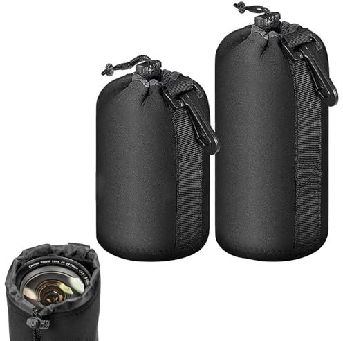 Poche Lentille,2pcs Sac D'Objectif,Housse Objectif,Etui Objectif,Pochette d'objectif,Sac de Protection D'objectif,Camera Lens Box,Sac étanche pour Objectif,Camera Drawstring Lens Pouch Bags