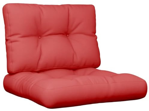 vidaXL Palettenkissen 2-TLG., Palettenpolster für Europaletten, Palettensofa Kissen Indoor Outdoor, Palettenauflage Sitzkissen Rückenkissen, Rot Stoff