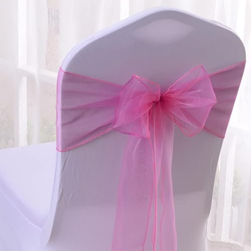 GreatRise Lot de 25 nœuds de chaise en organza - Nœuds de chaise - Pour mariage, anniversaire, fête - Rose rouge