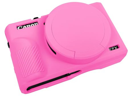 Easy Hood Camera Case for Canon G7 X Mark III, G7X3 Camera Cover Soft Silicone Protective Case Camera Body Skin Sleeve with Removable Lens Cover for Canon Powershot G7X Mark III DSLR Camera,Rose Red