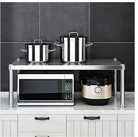 Estante de almacenamiento de acero inoxidable 304 de 2 niveles para horno microondas (60 cm)