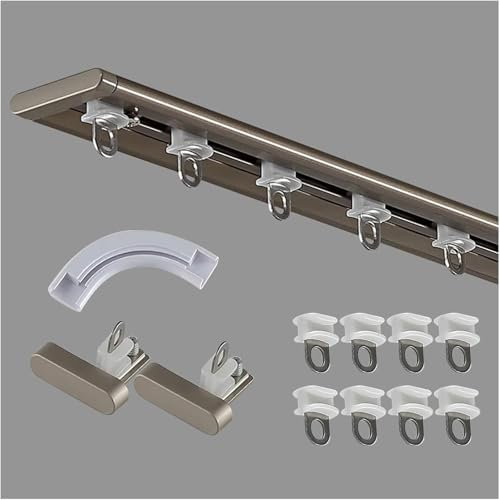AVLLSO Gardinenstange Halterung Ultradünne Top Fix Vorhangschiene für Außen/Gazebo/Erkerfenster/RV, Schlafzimmer-Raumteiler(6m/19.6ft)