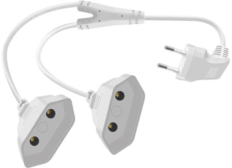 HuaLiSiJi Alargador Enchufe Europeo 2,5A 250V Alargador Enchufe Corto 2 en 1, para Electrodomésticos, Televisores, Computadoras, Lámparas (Blanco, 1 m)