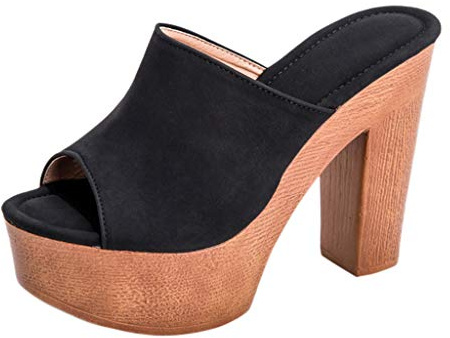 Sandali Donna Tacco Largo Comode Eleganti Sandali Nuovi Moda Cuoio Artificiale Mules Estivi Pantofole Tacco Alto Cerimonia Plateau Slip on Decollete Tacchi Antiscivolo Ciabatte Zeppa Tacco Medio