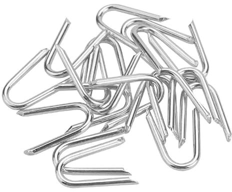 125 chiodi a U, graffe, chiodo, graffette in acciaio, zincate, morsetti per recinzione, chiodi di fissaggio per recinzione, filo per erbacce da giardino, recinzioni in rete metallica a U Staples