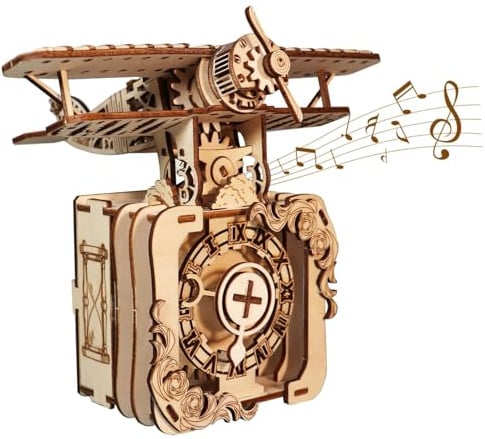 Music Park 3D Wooden Puzzle Airplane Music Box Punk Gear Industrial You Are My Sunshine Model Kits for Adults Birthday Christmas Unique Gift for Women
