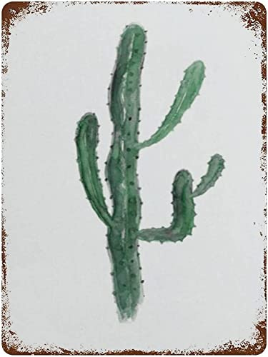 Retro-Metall-Blechschilder aus Aluminium für Dekoration, Retro-Blechschild, Kaktus-Aquarell-Dekor, Kakteen, botanisches Dekor, Hasenohren, Opuntien, Sukkulenten, Küchenwandkunst, 20,3 x 30,5 cm