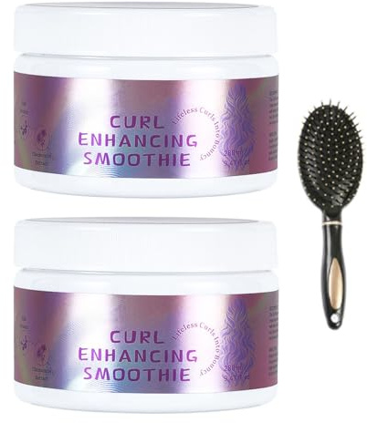 Curl Enhancing Smoothie für lockiges und gewelltes Haar, Stylingcreme mit Kokosnussöl und Seidenprotein, pflegende Haarcreme mit Ringelblumenextrakt, gegen Spliss, verbessert Frizz (2PCS)