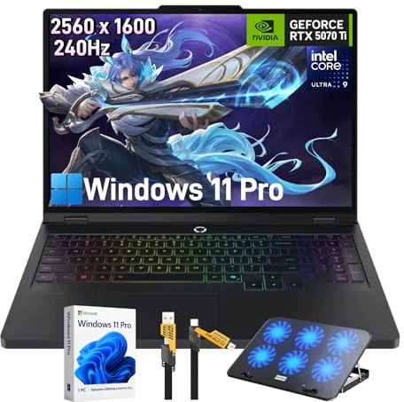 Lenovo Legion Pro 5i Gaming Laptop - Intel Core Ultra 9 275HX, NVIDIA GeForce RTX 5070 Ti, 16 QHD+ 240Hz Display, Windows 11 Pro, Wi-Fi 7, RGB Backlit Keyboard, 64 GB DDR5 + 4 TB SSD, W/Cooling-Pad