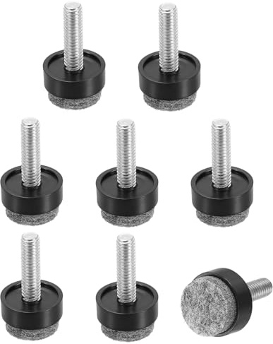 sourcing map 12 Pcs Adjustable Furniture Leg Levelers, M6x20x20mm, Black | Threaded Screw-in Leveling Feet Pad Floor Protector,for Tables,Cabinets,Chairs,Sofa,Outdoor Furniture Feet