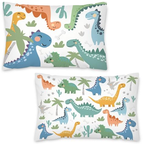NymphFable Soft Dinosaur Throw Pillow Covers for Kids 45x33 cm Set of 4 | Cute Dino Decorative Pillow Covers, Nursery Playroom Home Decor, for Kids Bedroom Couch Chair Sofa Living Room