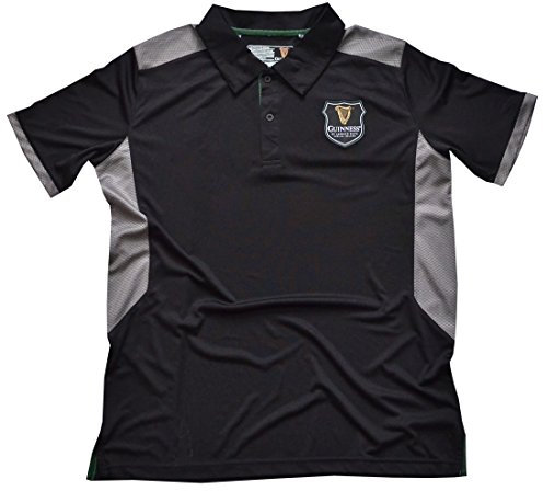 Polo Guinness Noir avec Motif sous Les Bras Gris avec Blason Harpe, Homme, Noir, S