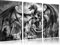 Pixxprint Drache schützend über Burg, Leinwandbild 3 Teilig, Gesamtmaß: 120x80cm, Wandbild, Dekoration, fertig gespannt, Kein Poster