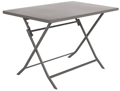 Hespéride - Table de Jardin Pliante Rectangulaire Greensboro Marron Tonka - 4 Places - Acier Traité Epoxy Traitement Antirouille Renforcé