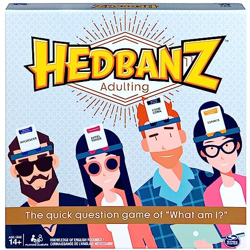 Spin Master Games 6053120 - Hedbanz Erwachsenes, lustiges Partyspiel des Ratens und Scharade für Millennials