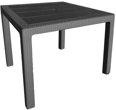 Garden of Life Tisch, elegant, Rattan, 80 x 72 cm Technopolymer + Glasfaser. 80X80X12 cm anthrazit