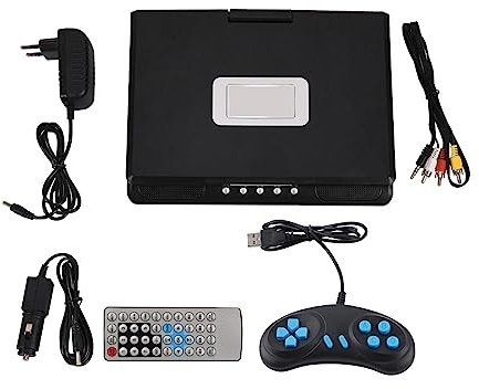 cigemay Lecteur vidéo DVD Rotatif, Jeu à écran Large LCD Portable 9 Pouces SD USB AV CD VCD, Rotation à 270 degrés, Fonction TV, 800 x 480, multilingue(Moi)