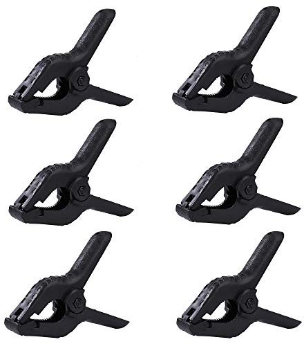 Pinces à Ressort en Plastique Ouverture Jusqu'à 60mm pour Décoration Travaux du Bois et Studio de Photographie Noir 6 Pièces
