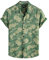 VATPAVE Mens Front Pocket Hawaiian Flower Shirts Casual Short Sleeve Button Down Beach Shirts 3X-Large Green Leaves Flower