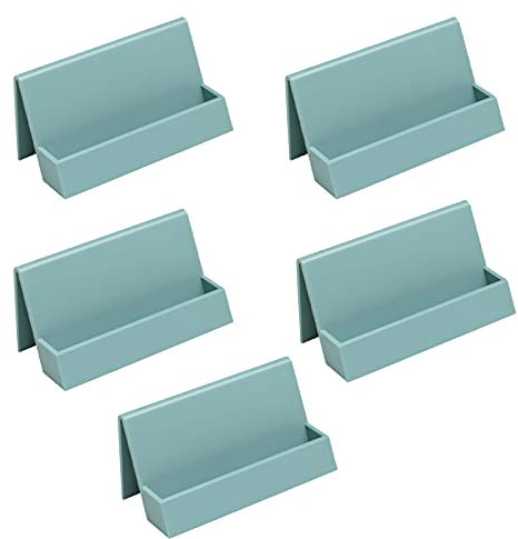 Lot de 5 porte-cartes de visite modernes en plastique pour bureau, maison, lac Bleu
