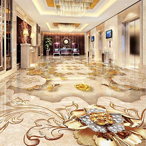 Benutzerdefinierte boden 3d luxus europäischen boden malerei gold rose stein muster mosaik 3D bodenbelag fliesen tapeten wohnkultur-150 * 105cm