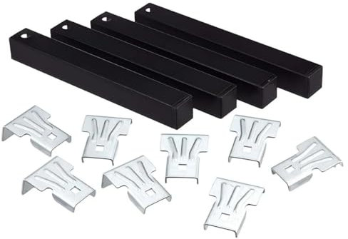PEGANE Lot de 4 Pieds pour sommier en Métal sans roulettes Coloris Noir - Hauteur 30 cm x 3 cm