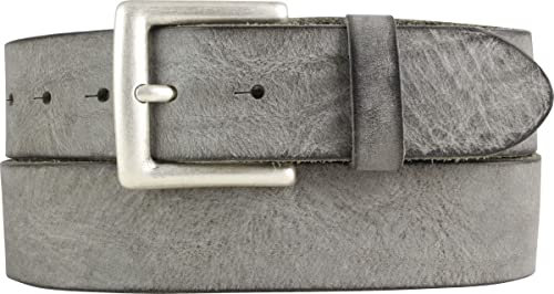 BELTINGER Premium Weicher Vollrindledergürtel, 40 mm breit, Used Look, Jeans & Hosen, Vintage Stil, Made in Italy, Casual und Office | Dunkelgrau 105cm