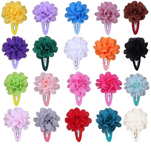 20 pezzi Forcine per Capelli, Multicolore Fermagli per Capelli con Fiore in Chiffon, Clip di Fiori, Barrette Accessori Festa di Nozze per Donna Ragazze Neonati Bambine Piccole Bambini, 20 Colori