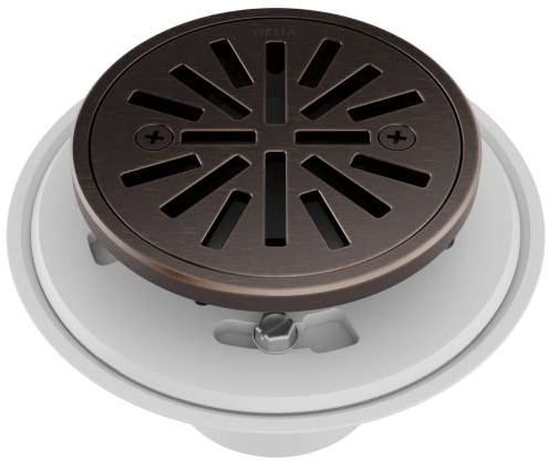Delta 4 Inch Oil Rubbed Bronze Tile-In Round Shower Floor Drain with Gasket and Removable Drain Gate, Venetian Bronze DT061411-RB