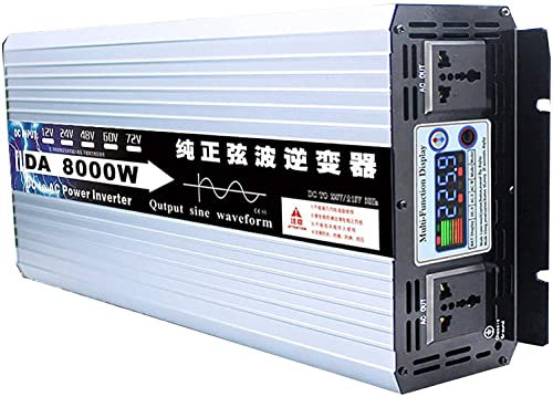 3000W 4000W 5000W 6000W 8000W Watt Onduleur à onde sinusoïdale pure 12V 24V 48V 60V à 220V 230V 240V Convertisseur de puissance pour camping-car, camion, bateau, camping, ménage, van (48Vto220V, 8
