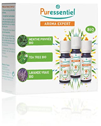 Puressentiel – Coffret Huiles Essentielles Bio – Tea Tree, Menthe Poivrée et Lavande Vraie - Fabrication française - Idée cadeau - lot de 3 x 10 ml