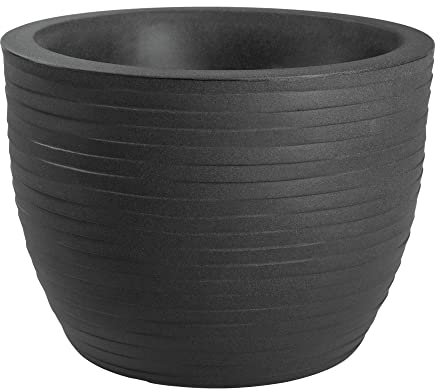 TECNOKIT Nicoli - Maceta de resina Hera Elegance para interior y exterior, diámetro 30, 40, 50, 60 cm, elegante superficie acanalada (50 cm de diámetro, antracita)