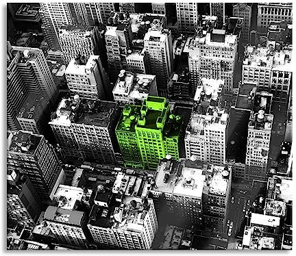New York City spezial Herdabdeckplatte & Spritzschutz aus Echtglas | Für Herd-Kochfelder | 60x52 cm