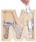 TsunNee Holz Brief Spardose Sparschwein Kreative Brief Münzbank Spardose mit Klare Alphabet Aufkleber, Spardose für Kinder Weihnachten Geburtstagsgeschenk Home DIY Dekoration (Helles Holz M, S)