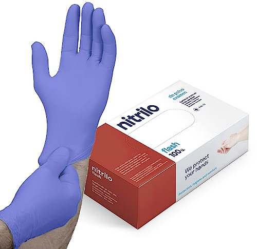 ABD Guantes Nitrilo Desechables sin polvo, sin látex, 100 unidades/caja, guantes desechables, disponibles en talla S, M, L y XL(LATEX FREE) (Talla M, Lila)