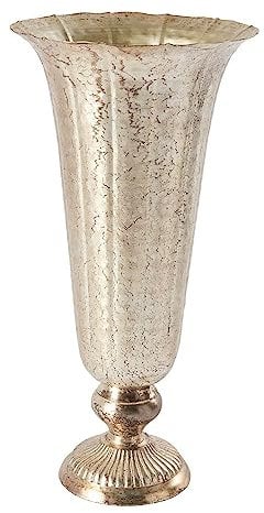 Lita Distressed Metal Vase | Indoor/Outdoor Decor - Champagne Flute Shape (6.5x14)