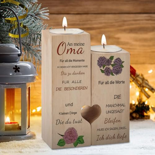 SPERMUOY Herzförmiger Kerzenhalter - Geschenk für Oma zum Geburtstag - Kerzenständer Beste Oma