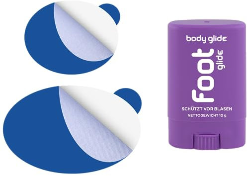 Anti-Blasen-Set – Blasenstopper Klebepads und Body Glide „foot glide“ Anti-Wundreib-Stick im Kombi-Paket