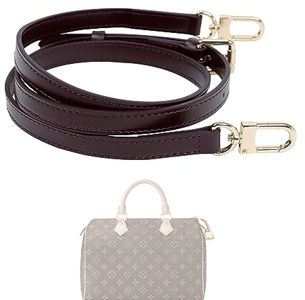 XYJG Vachetta-Leder Schulterriemen, Ersatz-Umhängetaschengurt für Speedy/Alma/Keepall/Pochette Métis Taschen, Einstellbare Länge 90–120cm (Breite 1,8cm, Glänzend Braun)