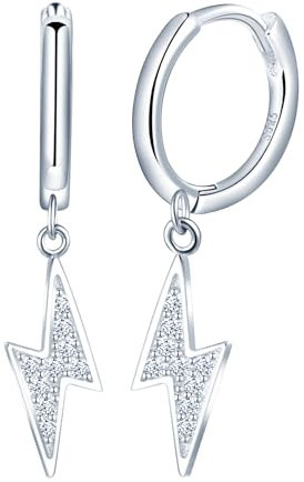 Yumilok Damen Creolen Ohrringe Blitz Ohrstecker Blitz Zirkonia Ohrhänger 925 Sterling Silber Ohrschmuck Hoop Huggie Piercing für Frauen Mädchen