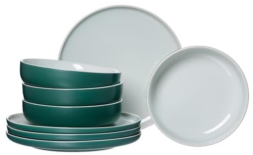 Ritzenhoff & Breker Tafelservice Jasper, 8-teilig, Grün, Steinzeug, Speiseteller und Suppenschalen für 4 Personen