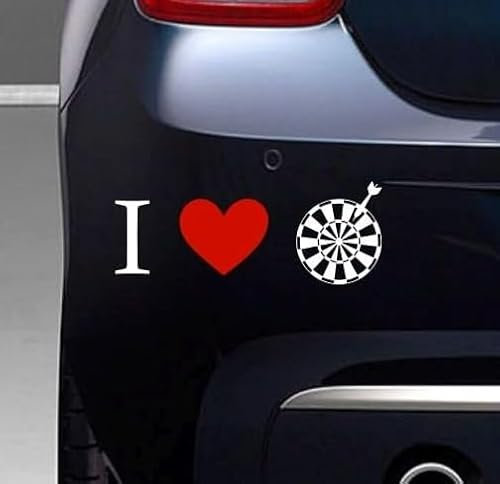 Rakelfix Darts Dart Dartscheibe Dartpfeil I Love Aufkleber 20 cm Herz Liebe Hobby Sticker Auto Lack Scheibe Autoaufkleber