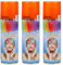 Spray Temporal con Color para Cabello - Efecto Vibrante, Fácil Lavado, Apto para Todos los Tipos, Secado Rápido, Ideal para Fiestas y Eventos, 125ml (Color Naranja, 3 unit)