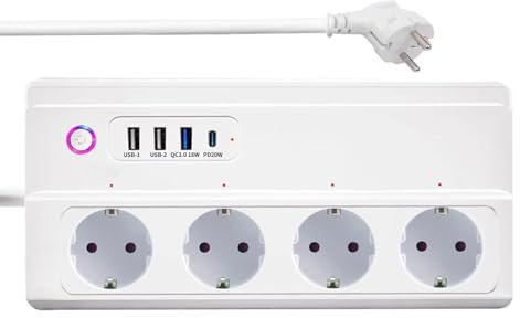 Ciabatta Smart WiFi UseeLink 16A Multipresa Inteligente con 4 Spine e 3 USB 1Tipo C(20W),Power Strip Compatibile con Alexa, Google Home