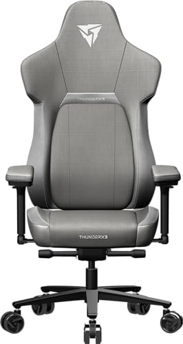 ThunderX3 Core Fabric Gaming Chair – Grey, 6‑Way SYNC6 Ergonomics, CORE .RDY 360° Self‑Adjusting Lumbar, 4D Armrests, Headrest & Footrest, 150 kg Capacity