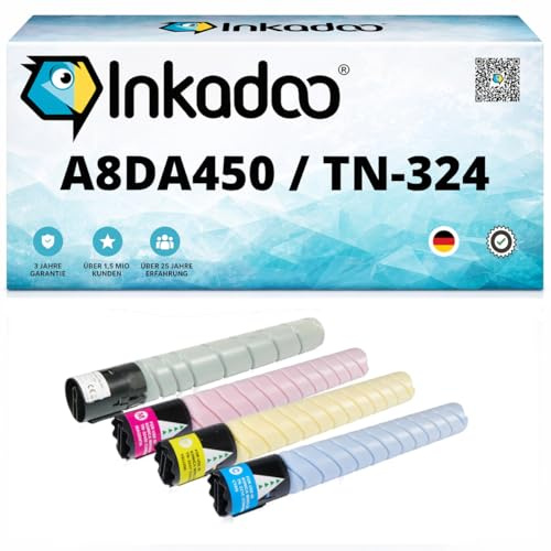 Inkadoo Kompatibel Toner für Konica Minolta A8DA450 / TN-324 Kompatibel BizHub C 258 Bizhub C 308 Bizhub C 368 Tonerkartusche, Tonerpatronen, Drucker Toner